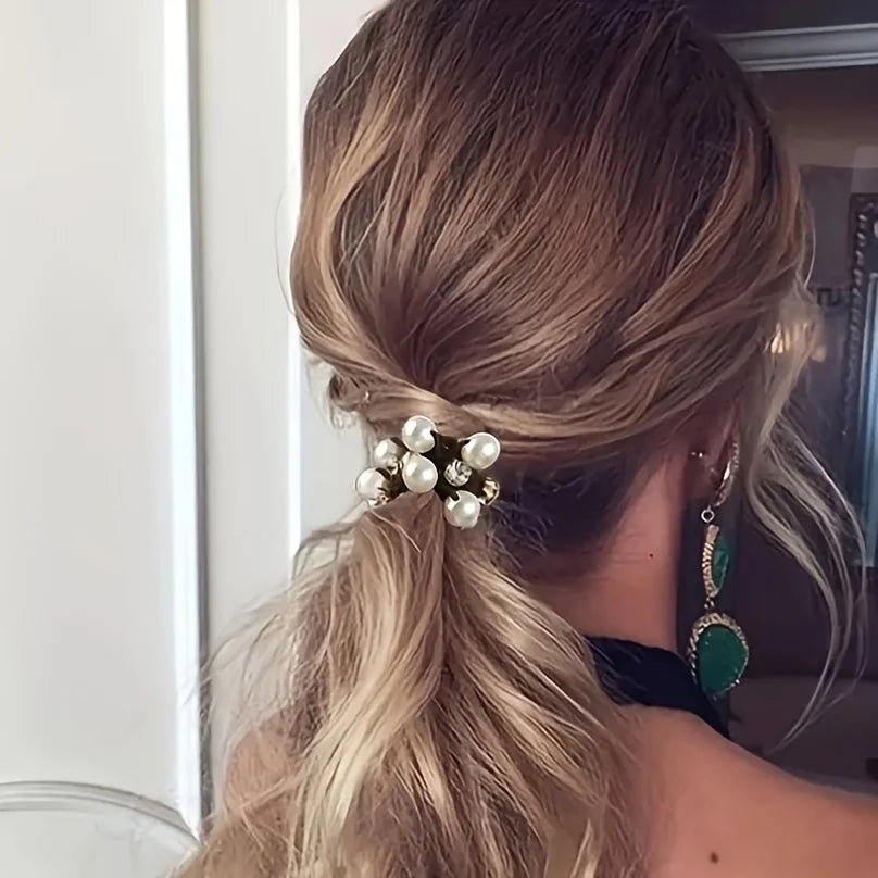 3pc Women'S Simple And Elegant Pearl Hairband Simple And Elegant Artificial Pearl Headband, Elastic Band。