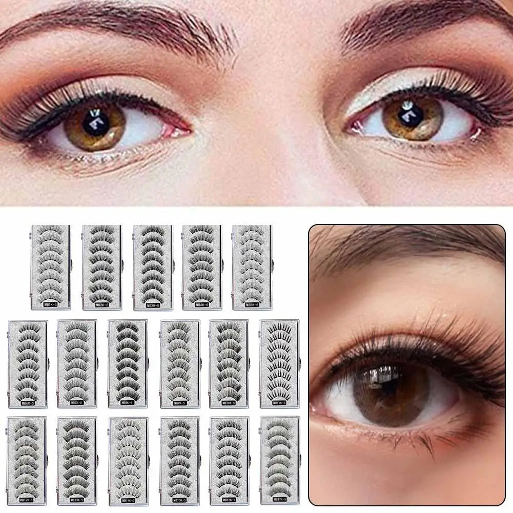 3D Natural Magnetic Eyelashes,With 5 Magnetic Lashes Shipping Box Eyelashes Handmade False Gift Reusable Support Drop Magne T6N2 - Kellylooks Shop