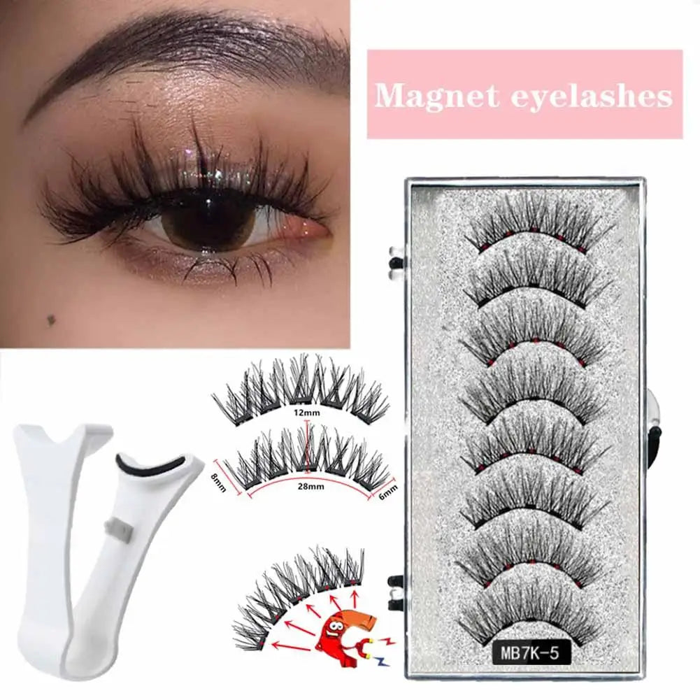 3D Natural Magnetic Eyelashes,With 5 Magnetic Lashes Shipping Box Eyelashes Handmade False Gift Reusable Support Drop Magne T6N2 - Kellylooks Shop
