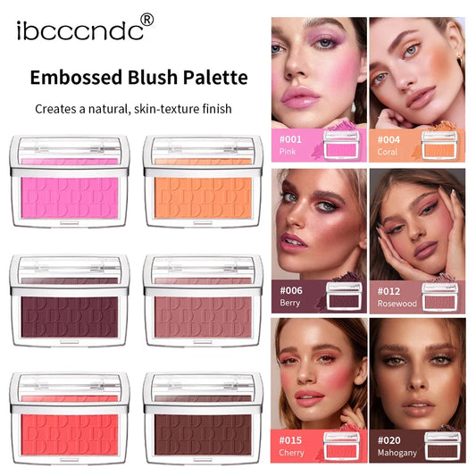 Hot Matte Embossed Blush Palette Rosy Blusher Facial Blush Powder High Pigmented Pink Coral Rouged For Cheeks Smooth Cosmetics - kellylooksshop