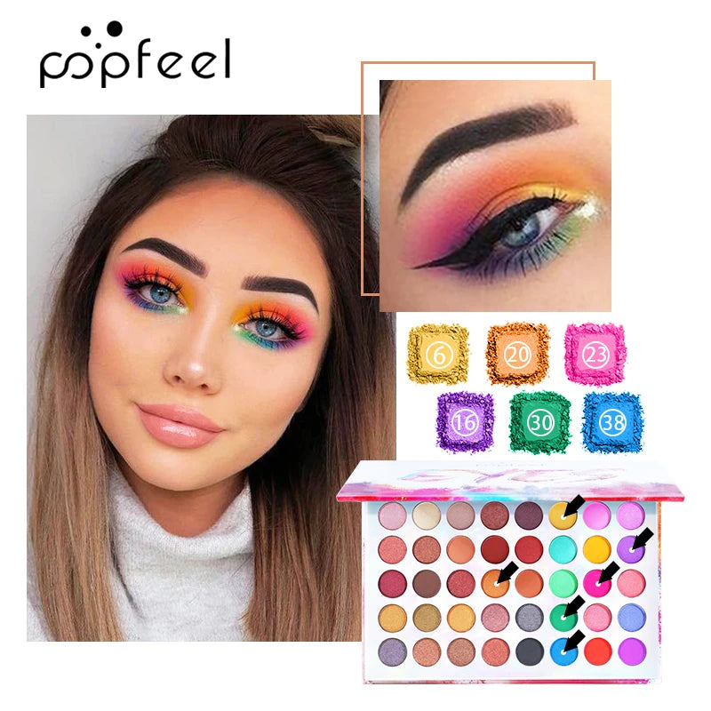 POPFEEL 40 Color Eyeshadow Palette Colorful Pearlescent Matte Multi-color Combination Makeup Eyeshadow - kellylooksshop