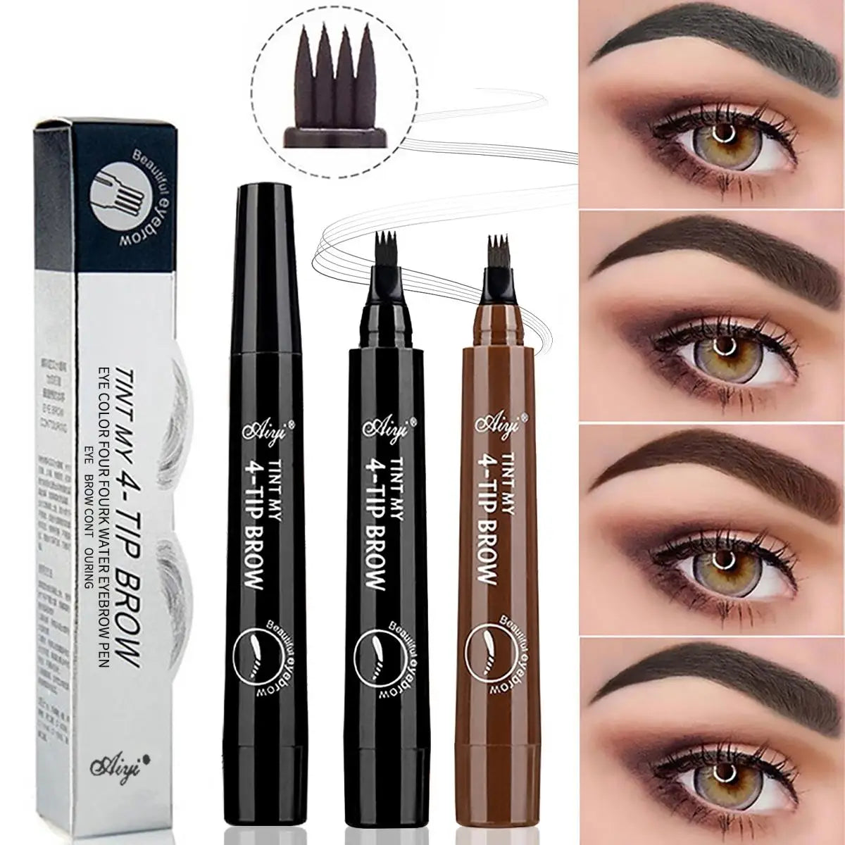 Four-pronged eyebrow pencil,waterproof,long-lasting,non-decoloring,four-pronged wild eyebrow pencil,liquid water eyebrow pencil - kellylooksshop