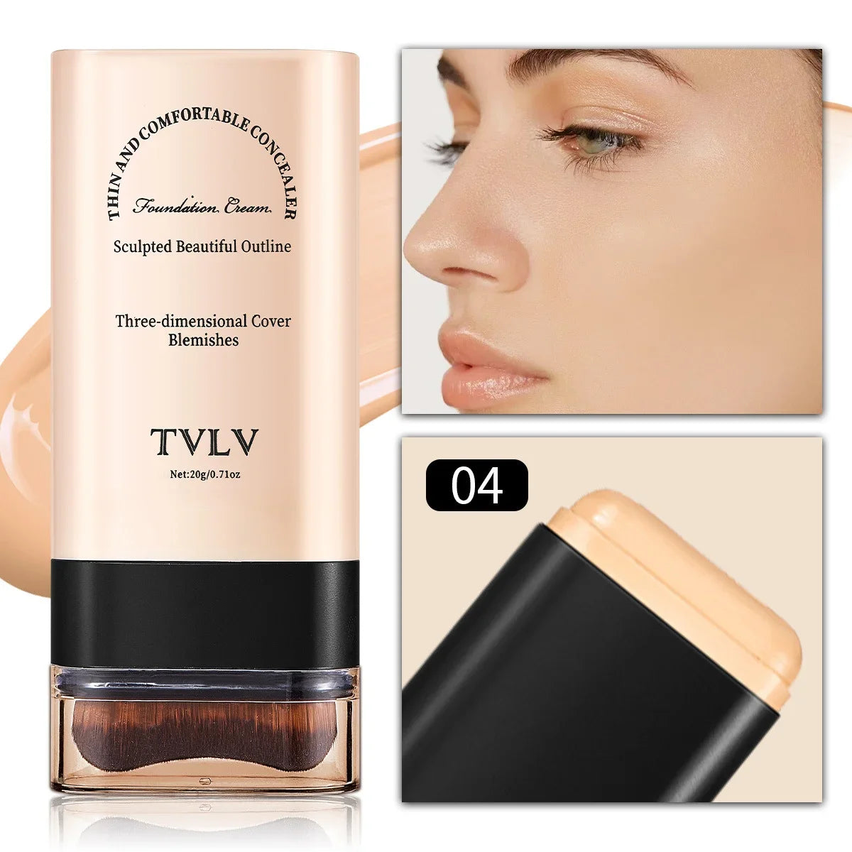TVLV eraser foundation make-up stick 20g,with brush to brighten skin liquid foundation,non-marking,long-lasting makeup concealer - kellylooksshop