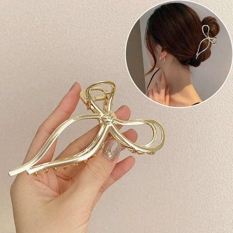 Fashion Elegant Gold Color S-shaped Metal Hairpins Hair Claw For Women Girls Korean Hair Clips Ponytail Clip Hair Accessories - Kellylooks Shop