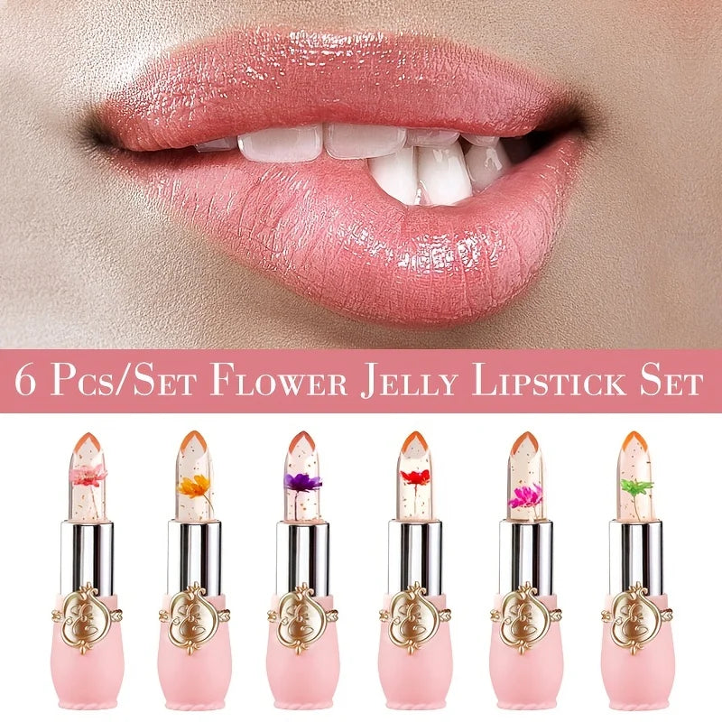 Crystal Flower Jelly Lipstick, Long Lasting Nutritious Lip Balm Lips Moisturizer  Temperature Color Change Lip Gloss - kellylooksshop