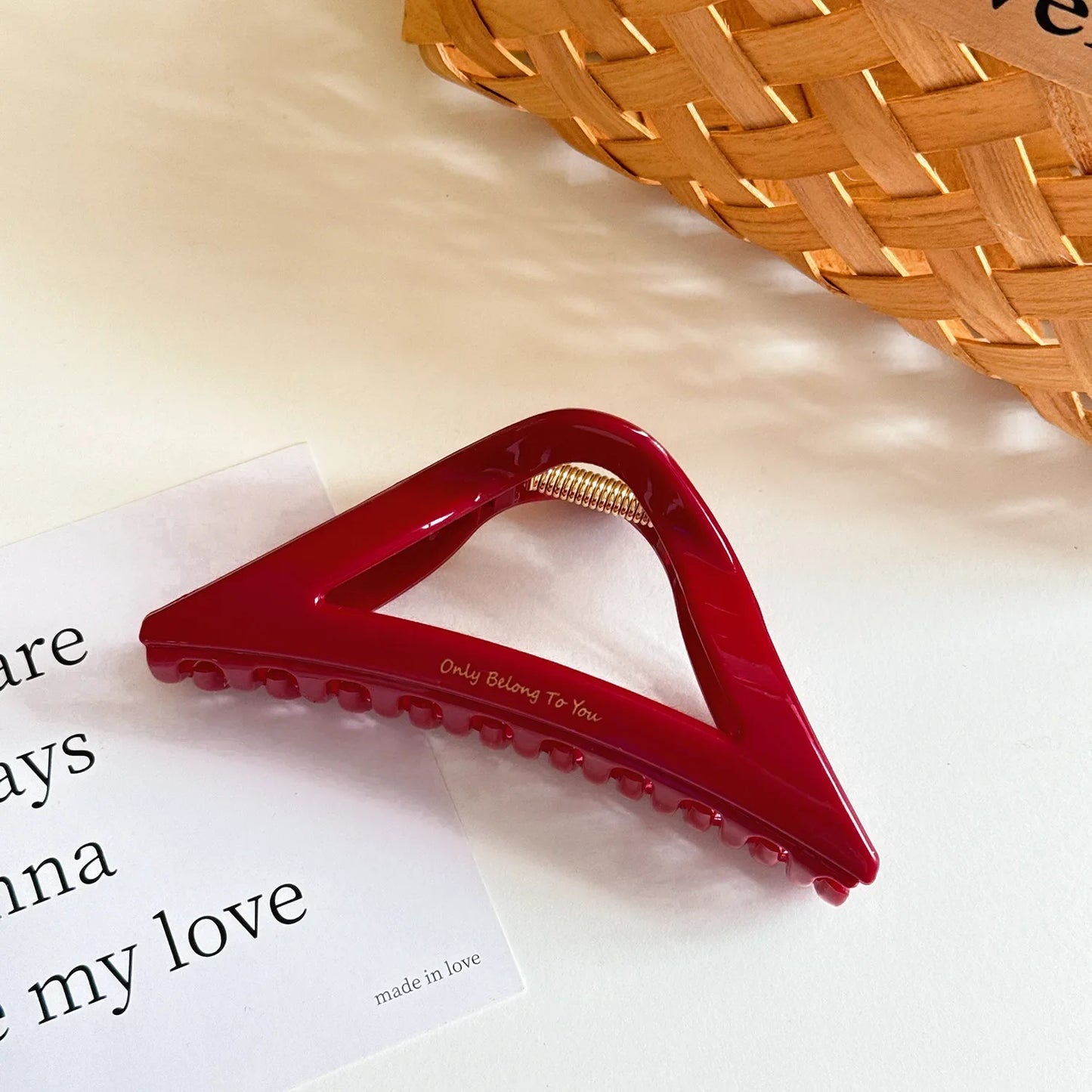 French Red Collection! Large Grip Gold Letters Label Hair Claw Woman Elegant Hairpins Shark Clip Crab Barrettes Hair Accessories - Kellylooks Shop