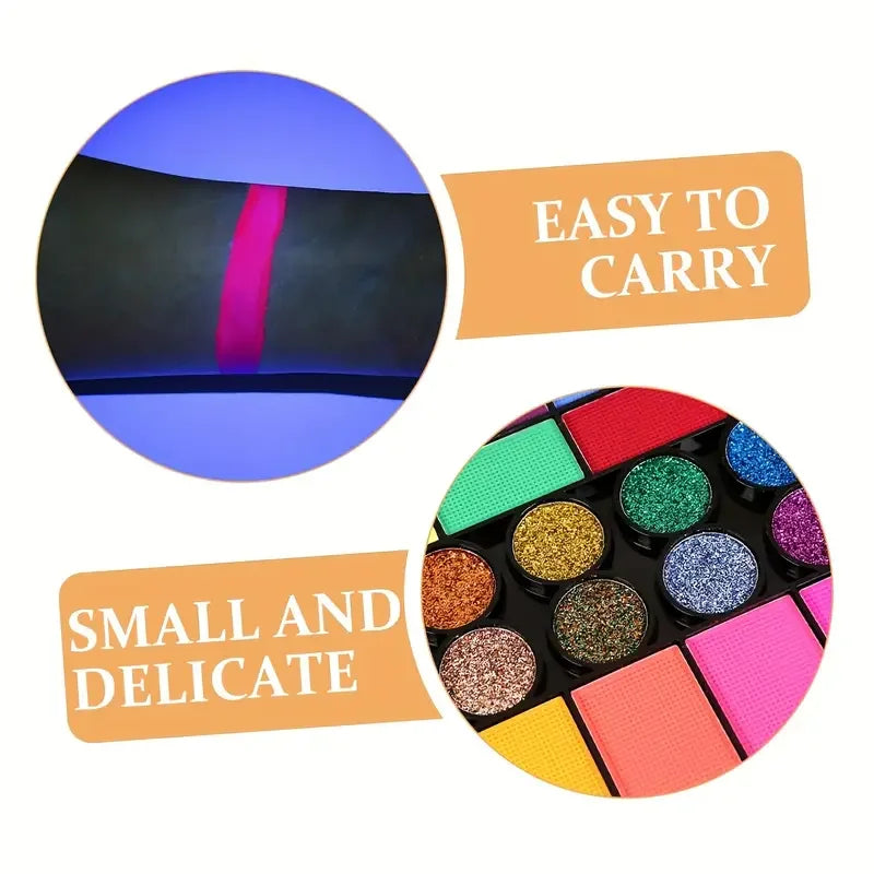 42 Colors Water Soluble Face Body Painting Set UV Neon Glitter Face Paint Art Halloween and Christmas Party Body Paint Makeup - kellylooksshop