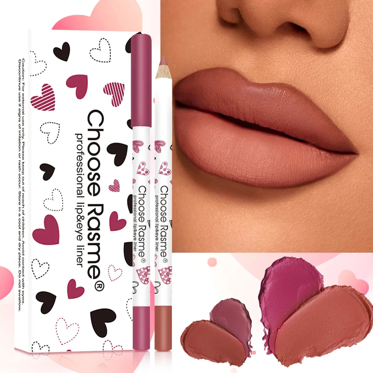 CHOOSE RASME 12pcs Lip Liner Pen 12 Colors Waterproof And Sweat-proof Not Easy To Fade Non-stick Cup Nude Lipstick Pencil SET - kellylooksshop
