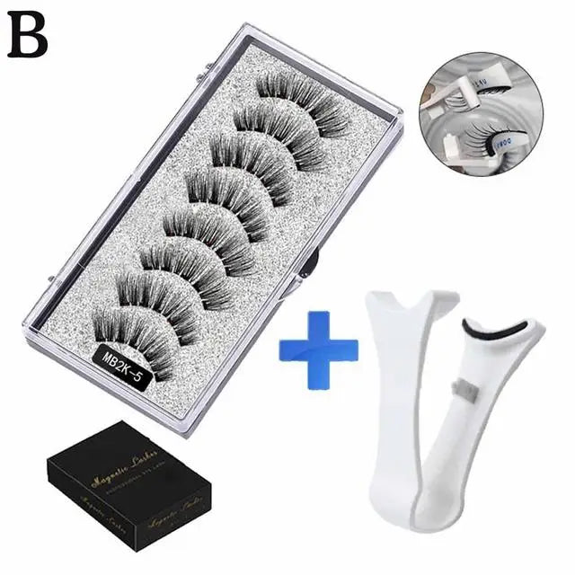 3D Natural Magnetic Eyelashes,With 5 Magnetic Lashes Shipping Box Eyelashes Handmade False Gift Reusable Support Drop Magne T6N2 - Kellylooks Shop