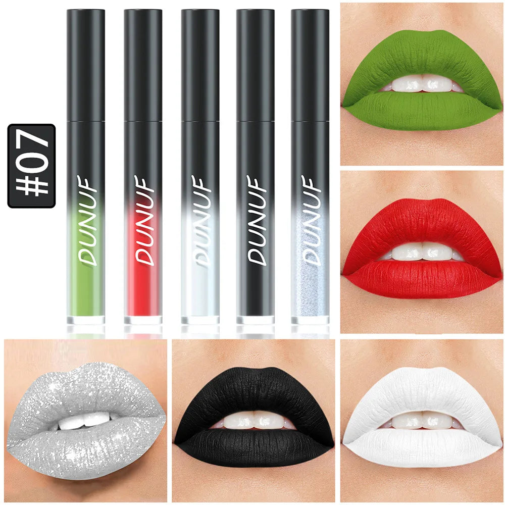 5pcs Matte Lipstick Set Waterproof Sexy Green Purple Blue Lip Gloss Kit Shiny Lip Tint Halloween Lip Makeup Tool Korean Cosmetic - kellylooksshop