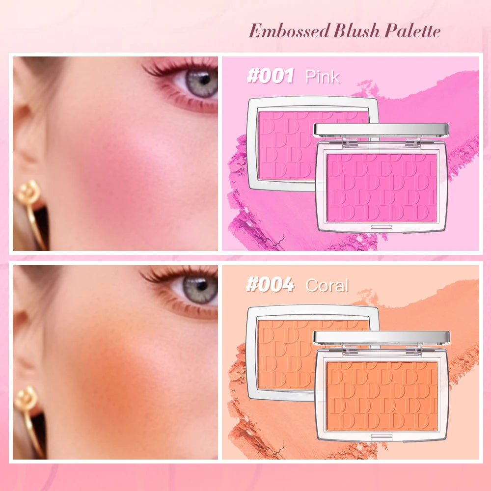 Hot Matte Embossed Blush Palette Rosy Blusher Facial Blush Powder High Pigmented Pink Coral Rouged For Cheeks Smooth Cosmetics - kellylooksshop