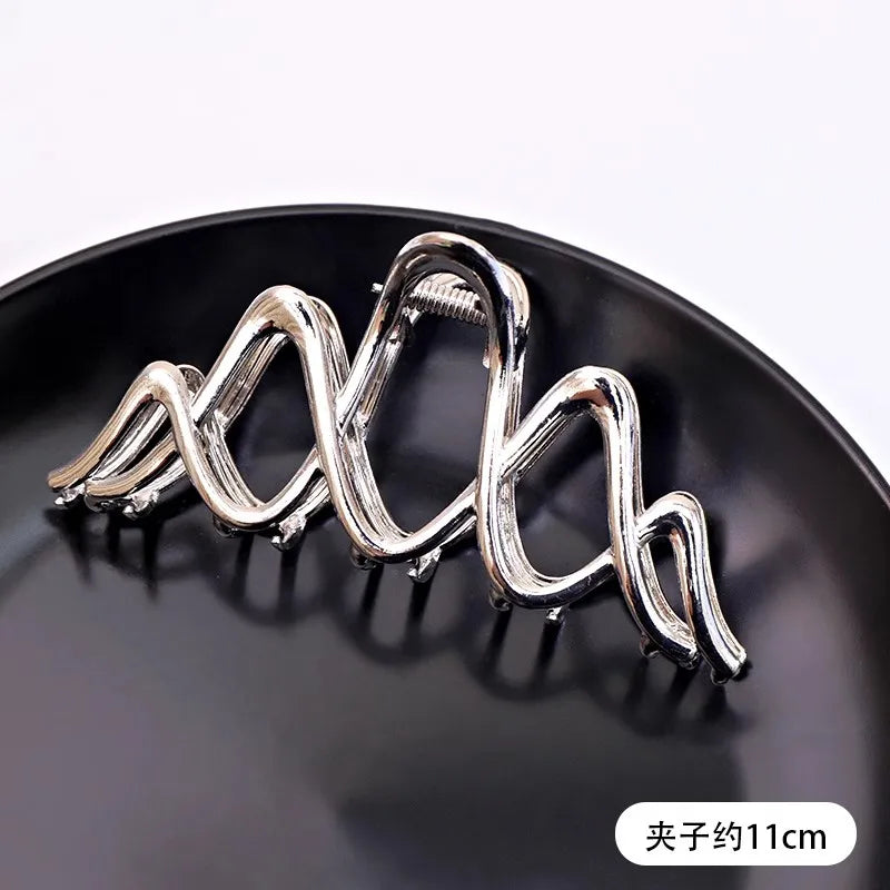 Vintage Silver Geometric Metal Hair Claw For Women Girls Long Hair Holder Headband Hair Claw Clip Fashion Hair Accessories - Kellylooks Shop