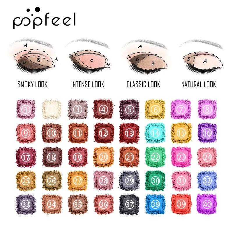 POPFEEL 40 Color Eyeshadow Palette Colorful Pearlescent Matte Multi-color Combination Makeup Eyeshadow - kellylooksshop