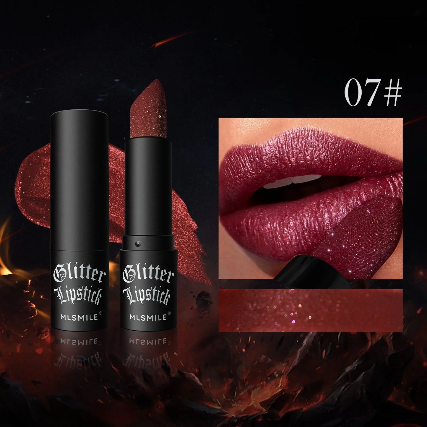 MLSMILE Multi-Color Non-stick Cup Matte Lipstick Flash Lasting Easy Color Diamond Lipstick Dark Halloween Look - kellylooksshop