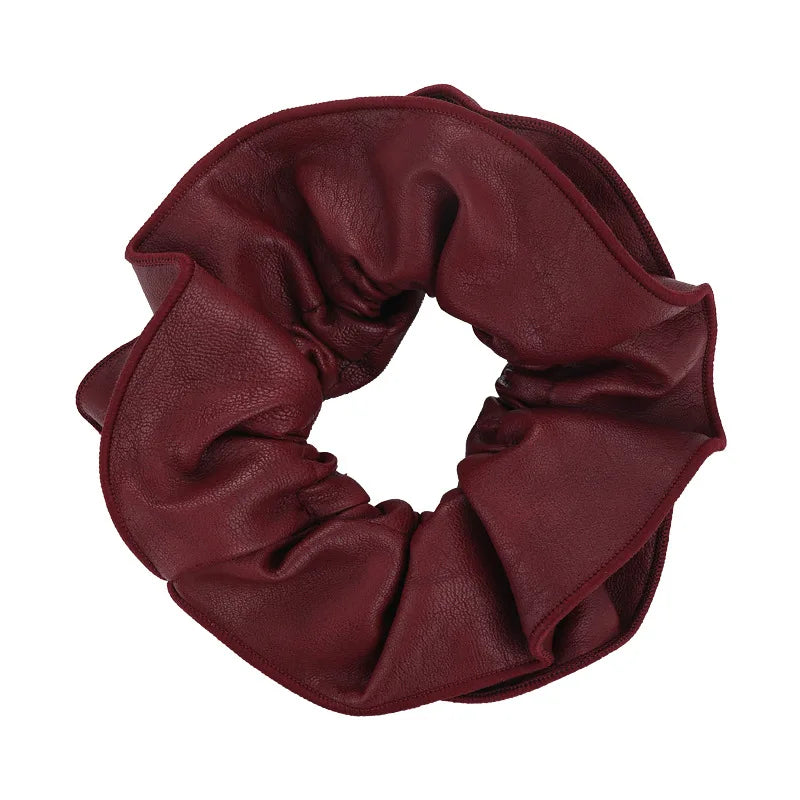Retro Soft Leather Double Layer Hair Scrunchies Headband Womens Temperament Head Rope Rubber Band Female Autumn Winter Headdress - Kellylooks Shop