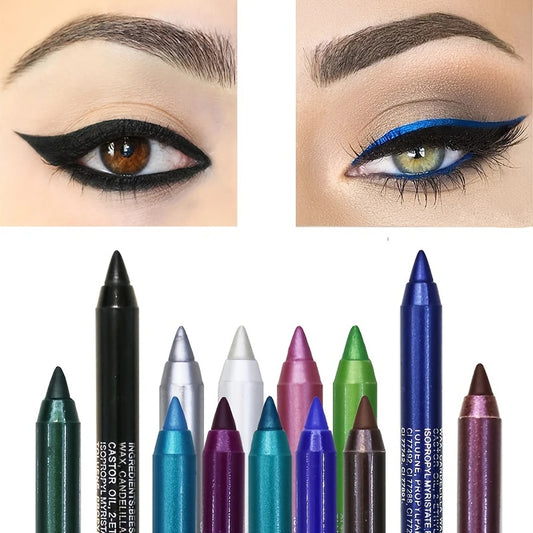 14-Color Colourful Eyeliner Pen, High Pigmented Pearly Shimmer Metallic Smokey Punk Gothic Style Eyeliner, Long Lasting Waterpro - kellylooksshop