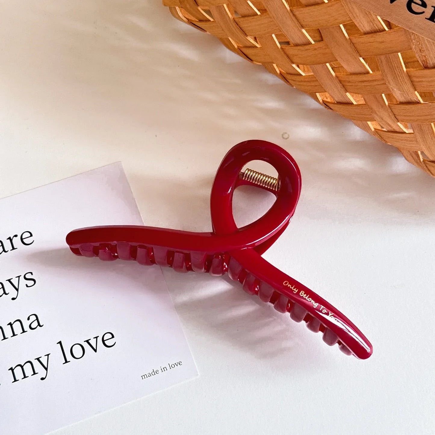 French Red Collection! Large Grip Gold Letters Label Hair Claw Woman Elegant Hairpins Shark Clip Crab Barrettes Hair Accessories - Kellylooks Shop