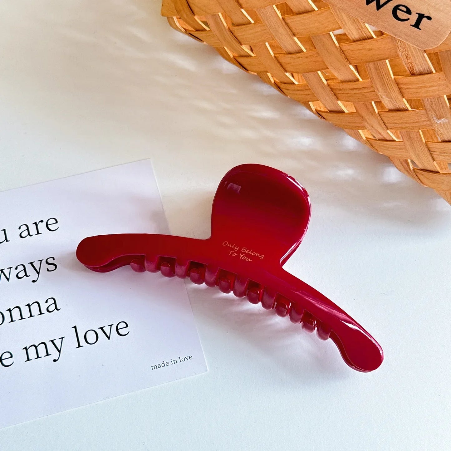 French Red Collection! Large Grip Gold Letters Label Hair Claw Woman Elegant Hairpins Shark Clip Crab Barrettes Hair Accessories - Kellylooks Shop