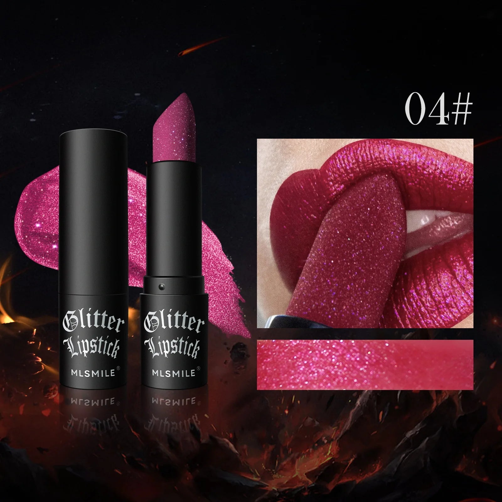 MLSMILE Multi-Color Non-stick Cup Matte Lipstick Flash Lasting Easy Color Diamond Lipstick Dark Halloween Look - kellylooksshop