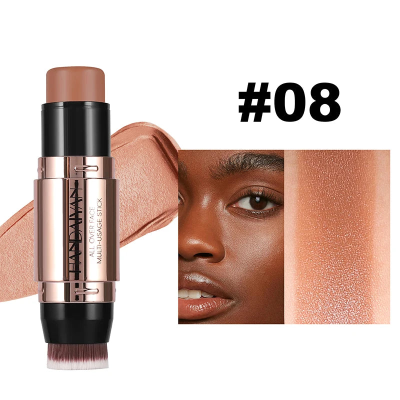 Cream Contour Stick With Brush Head Nose Shadow Cheek Silhouette Highlight Face Shaping Matte Waterproof Concealer Korean Makeup - kellylooksshop