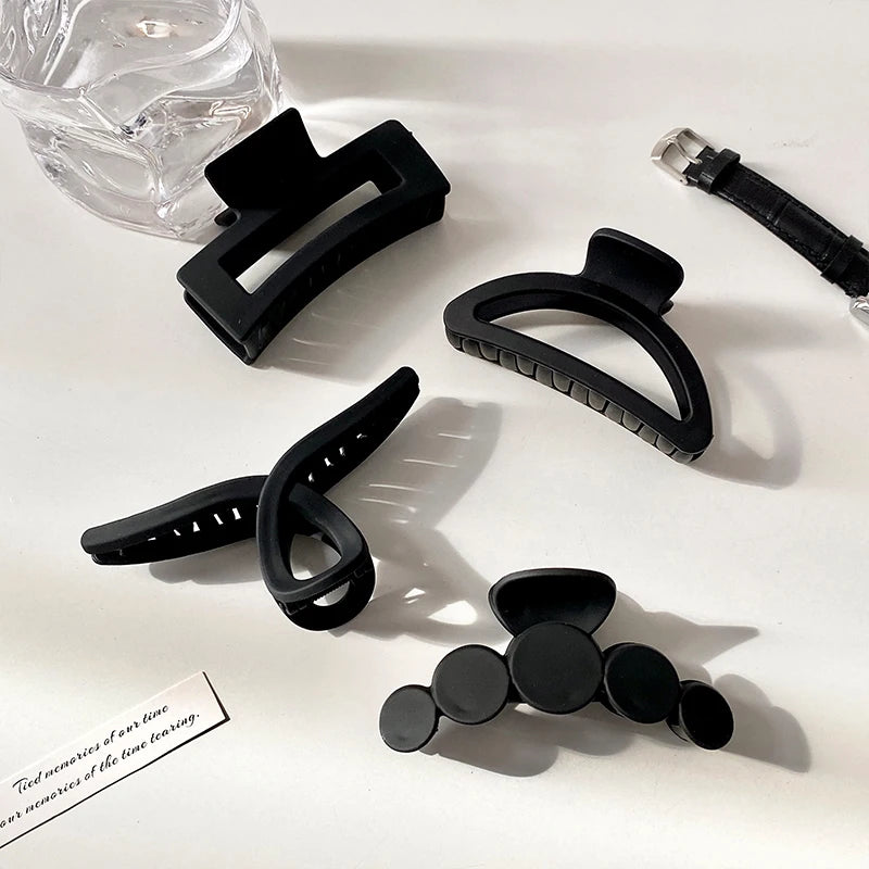 Women Elegant Black Geometric Plastic Hair Claw Lady Sweet Long Hair Holder Toothed Hair Clips Hairpins Fashion Hair Accessories - Kellylooks Shop
