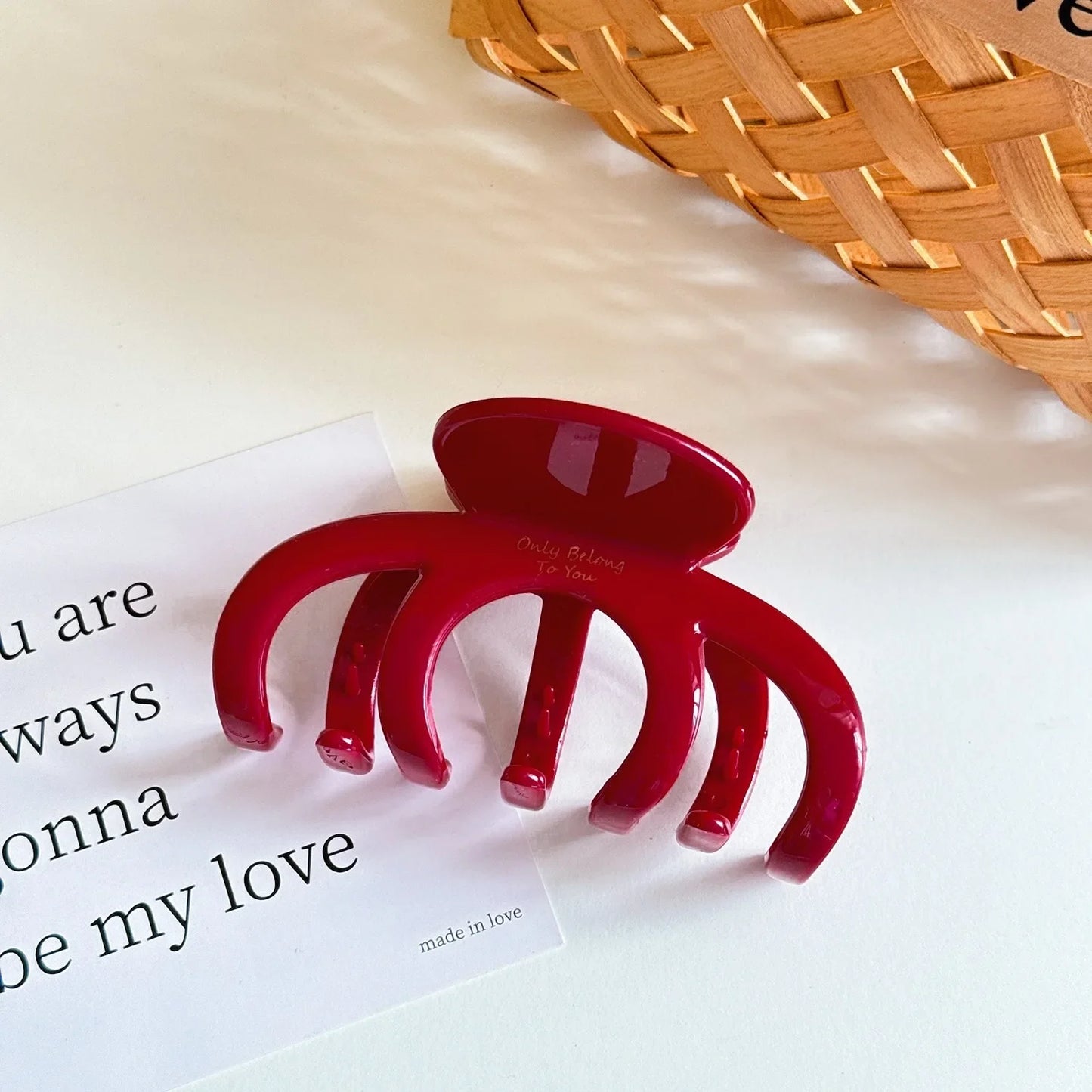 French Red Collection! Large Grip Gold Letters Label Hair Claw Woman Elegant Hairpins Shark Clip Crab Barrettes Hair Accessories - Kellylooks Shop
