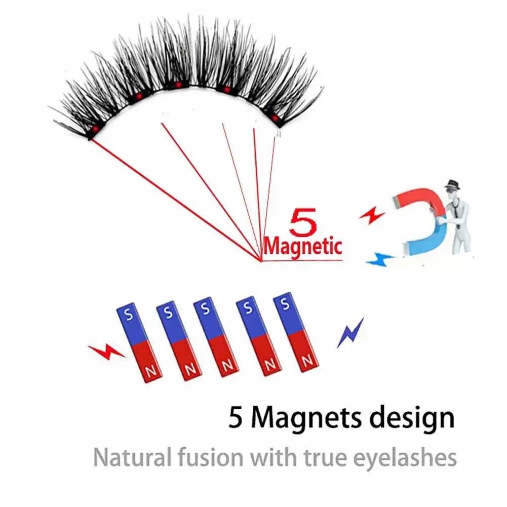 3D Natural Magnetic Eyelashes,With 5 Magnetic Lashes Shipping Box Eyelashes Handmade False Gift Reusable Support Drop Magne T6N2 - Kellylooks Shop