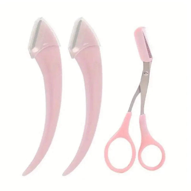 Eyebrow Trimmer Set, Curved Eyebrow Razor, Eyebrow Scissors With Comb, Convenient Easy Beauty Tools For Beginners - Kellylooks Shop