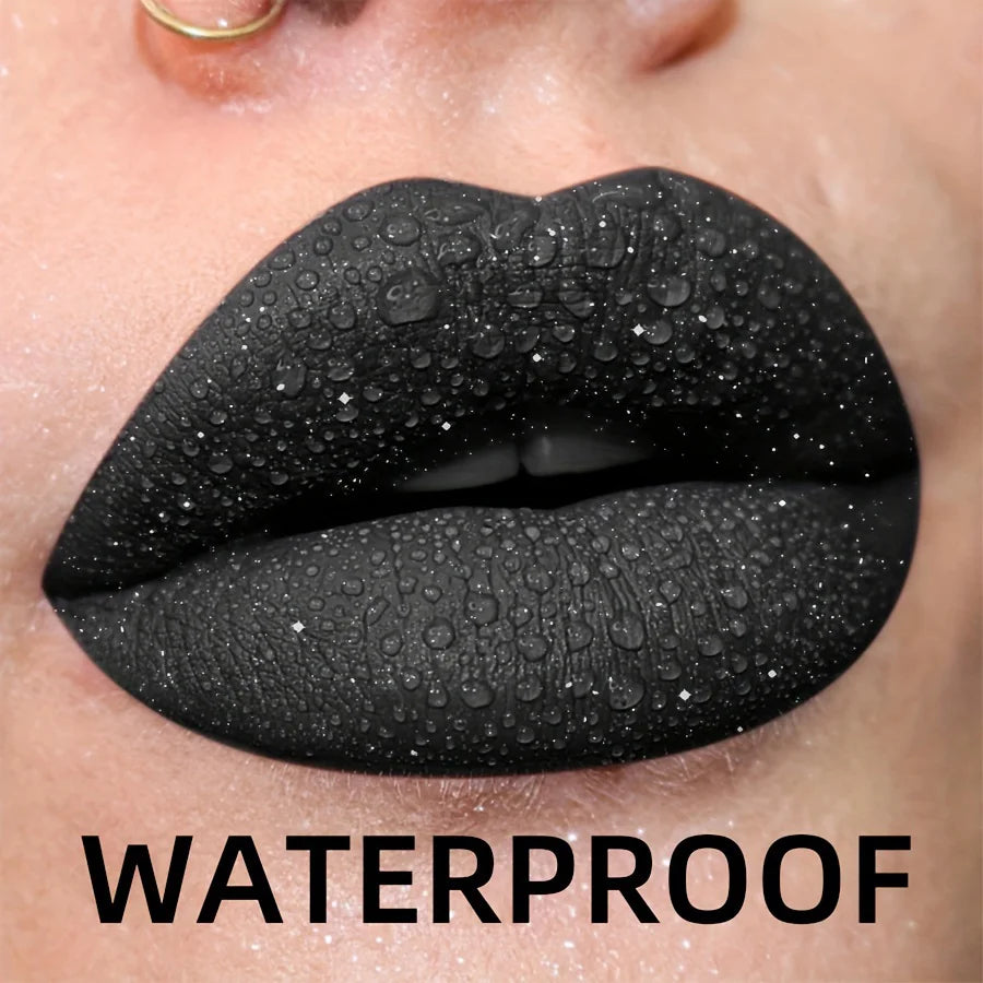 Waterproof Glitter Lipstick Sexy Black Lip Gloss Shiny Lip Tint  Cosmetics Halloween Lips Makeup - kellylooksshop