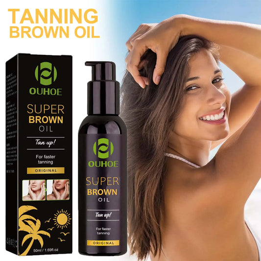 Brown Tanning Oil Sunless Self Tanning Body Bronzer Nourishing Summer Beach Solarium Powerful Natural Tanning Boosting Oil